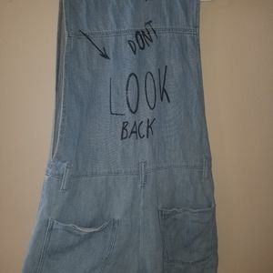 Zara one piece jean overall shorts.